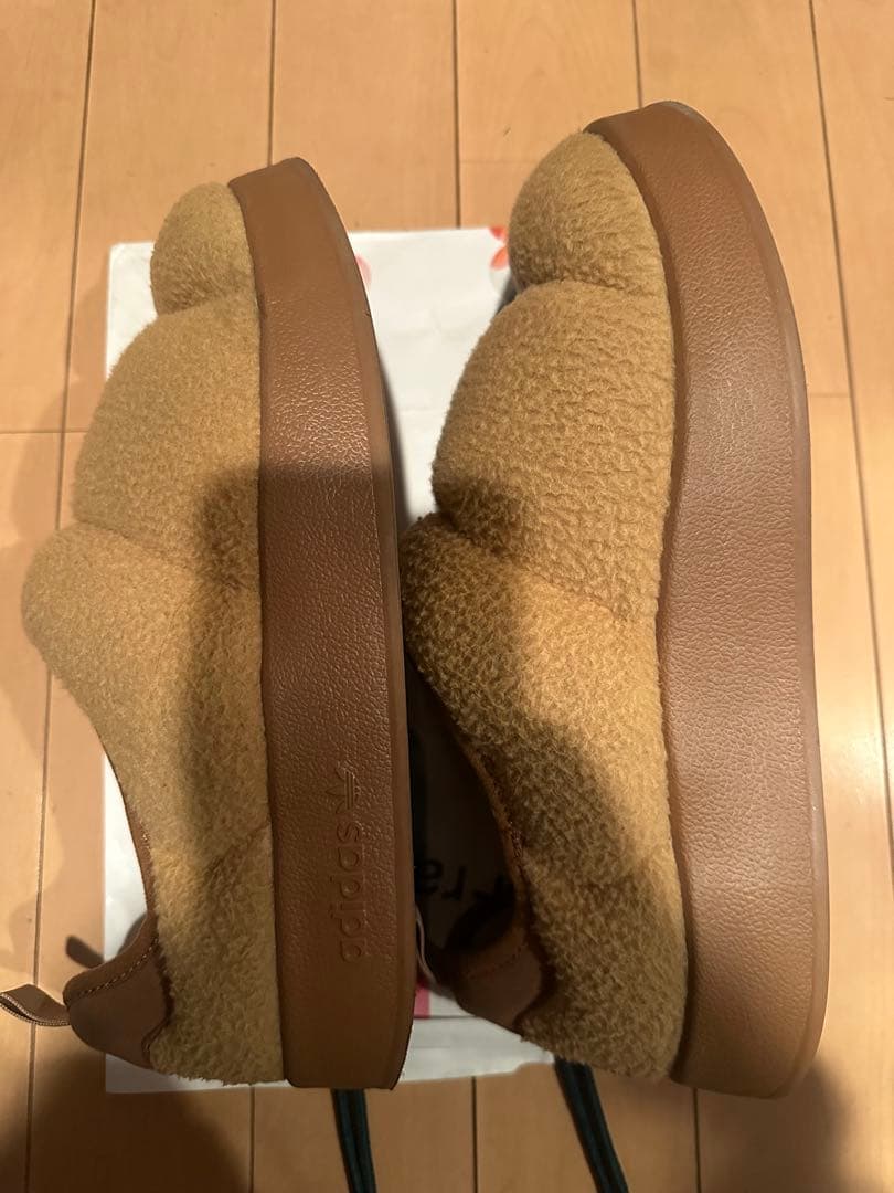 【美品】adidas パフィレッタ ボア スリッポン ブラウン25.5cm
