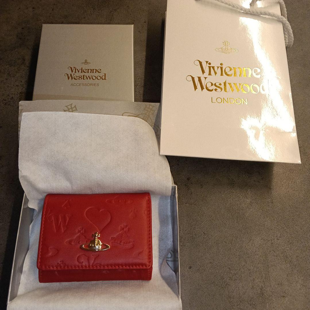Vivienne Westwood 三つ折り財布 マット 赤
