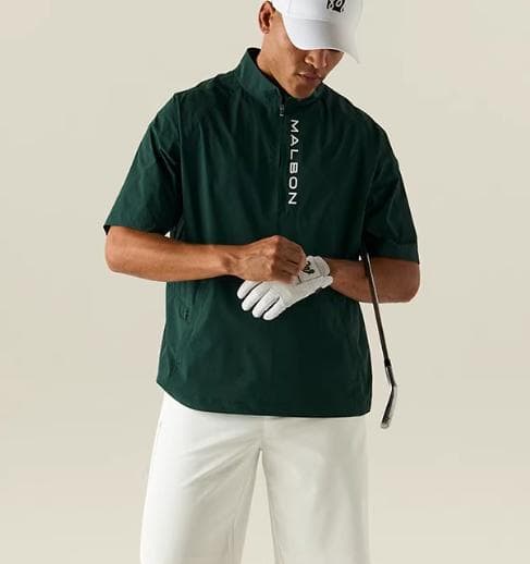 Malbon メンズ半袖ゴルフウェア ハーフジップ 速乾 防風韓国風 新作美品✨