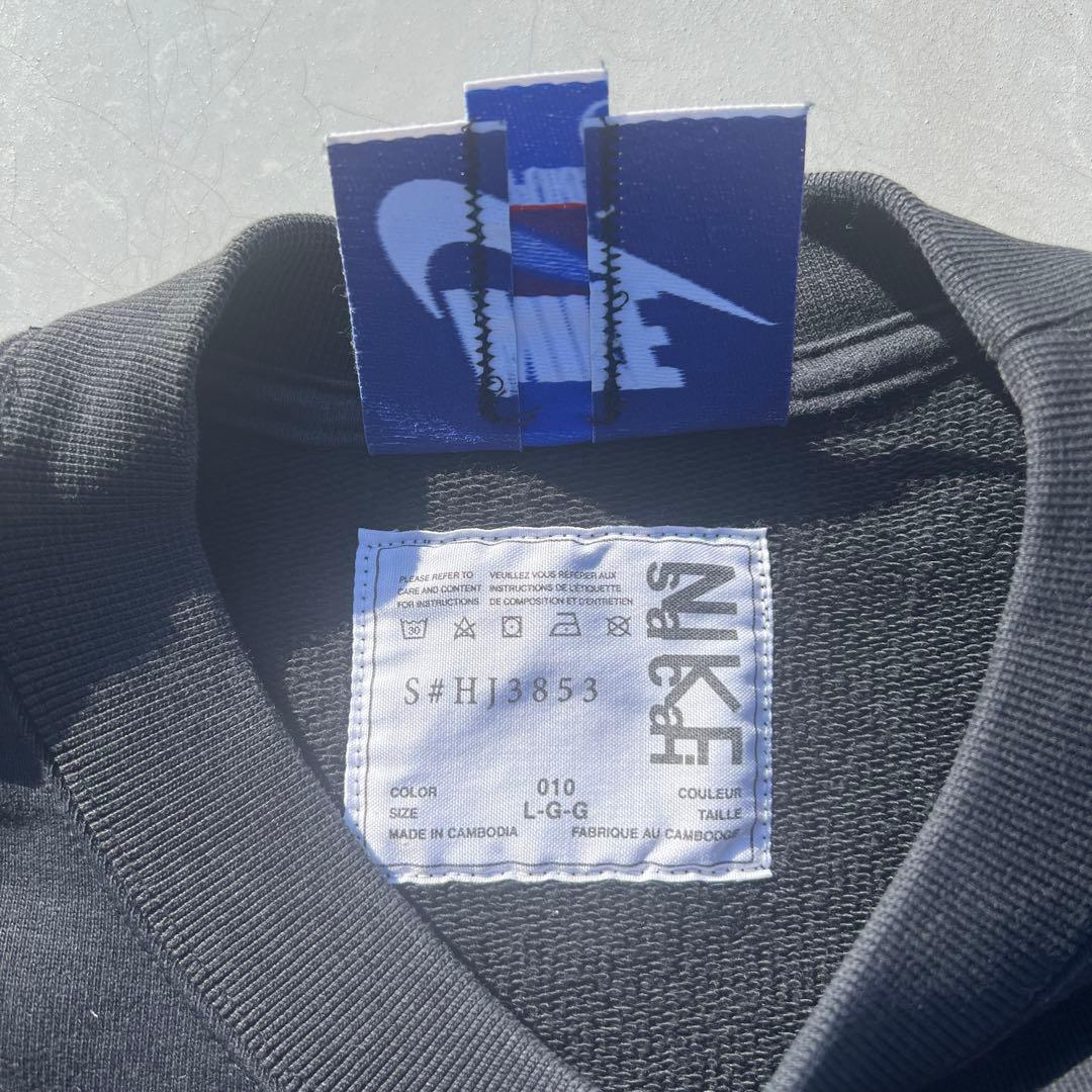 sacai nike 半袖　スウェット　サイズＬ　ブラック