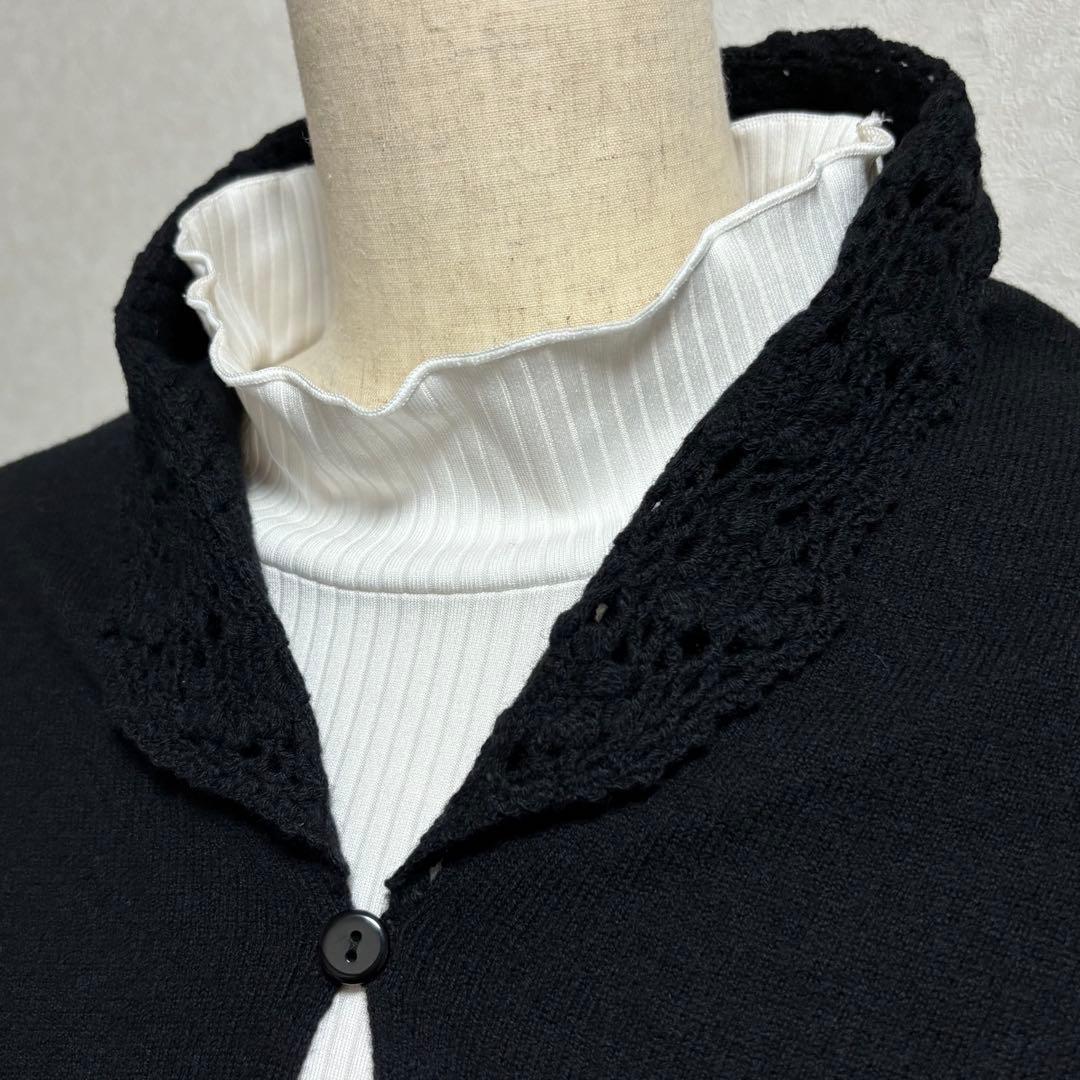 【新品】レイクアルスター カシミヤ混モチーフ付ストール 花モチーフ レース編み