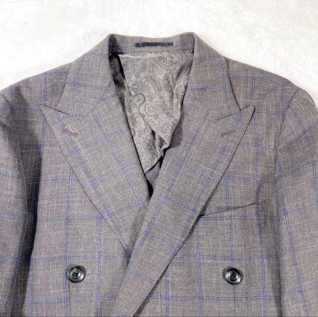 Loro Piana 3ピース ダブルジャケット グレンチェック ペイズリー