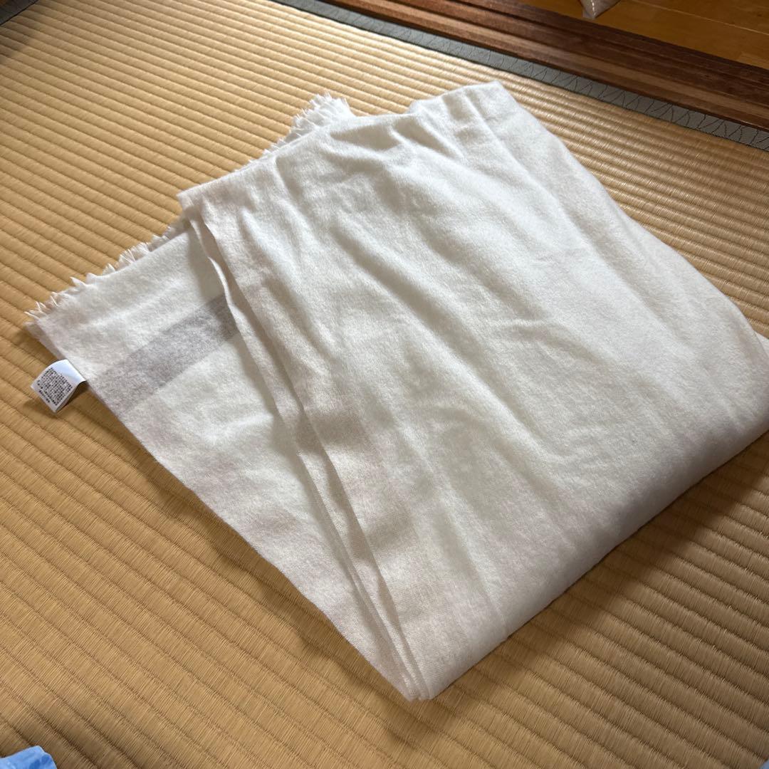 【美品】カシミヤストール ホワイト・ベージュ