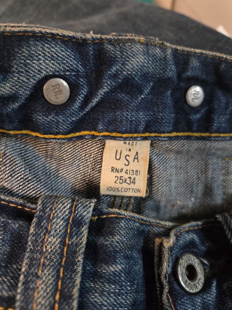 RRL ローライズ ヴィンテージ加工 ストレート デニム パンツ 赤耳 スキニー