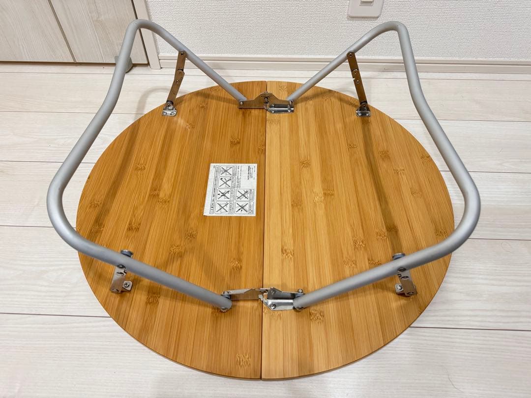 【美品】キャプテンスタッグ(CAPTAIN STAG) 竹製ラウンドローテーブル