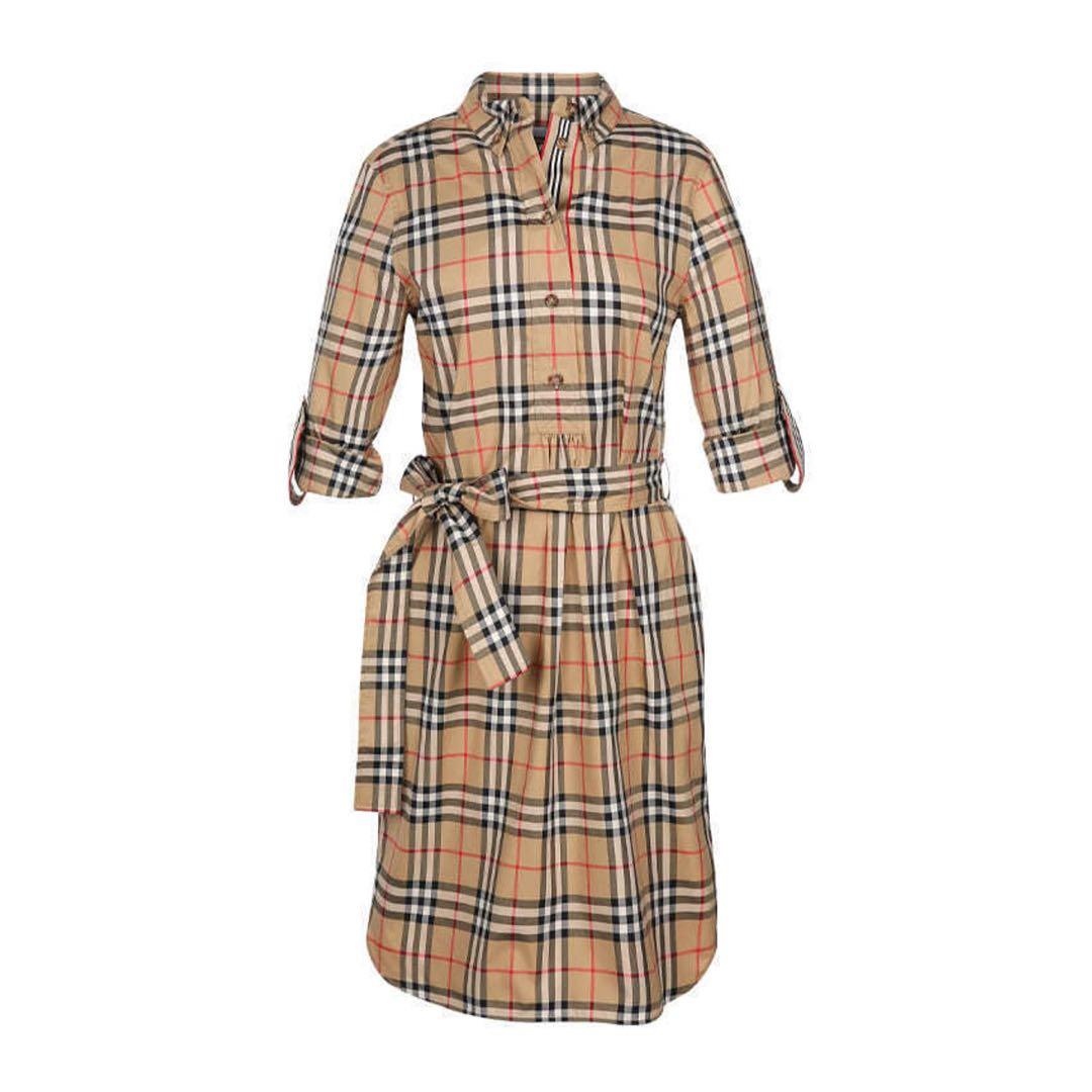 BURBERRY チェック柄 ベージュ 七分袖ワンピース