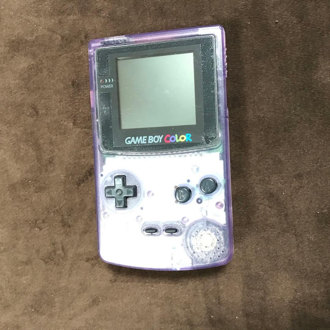 ゲームボーイカラー　　パープル人気色、画面にキズ防止ビニール美品