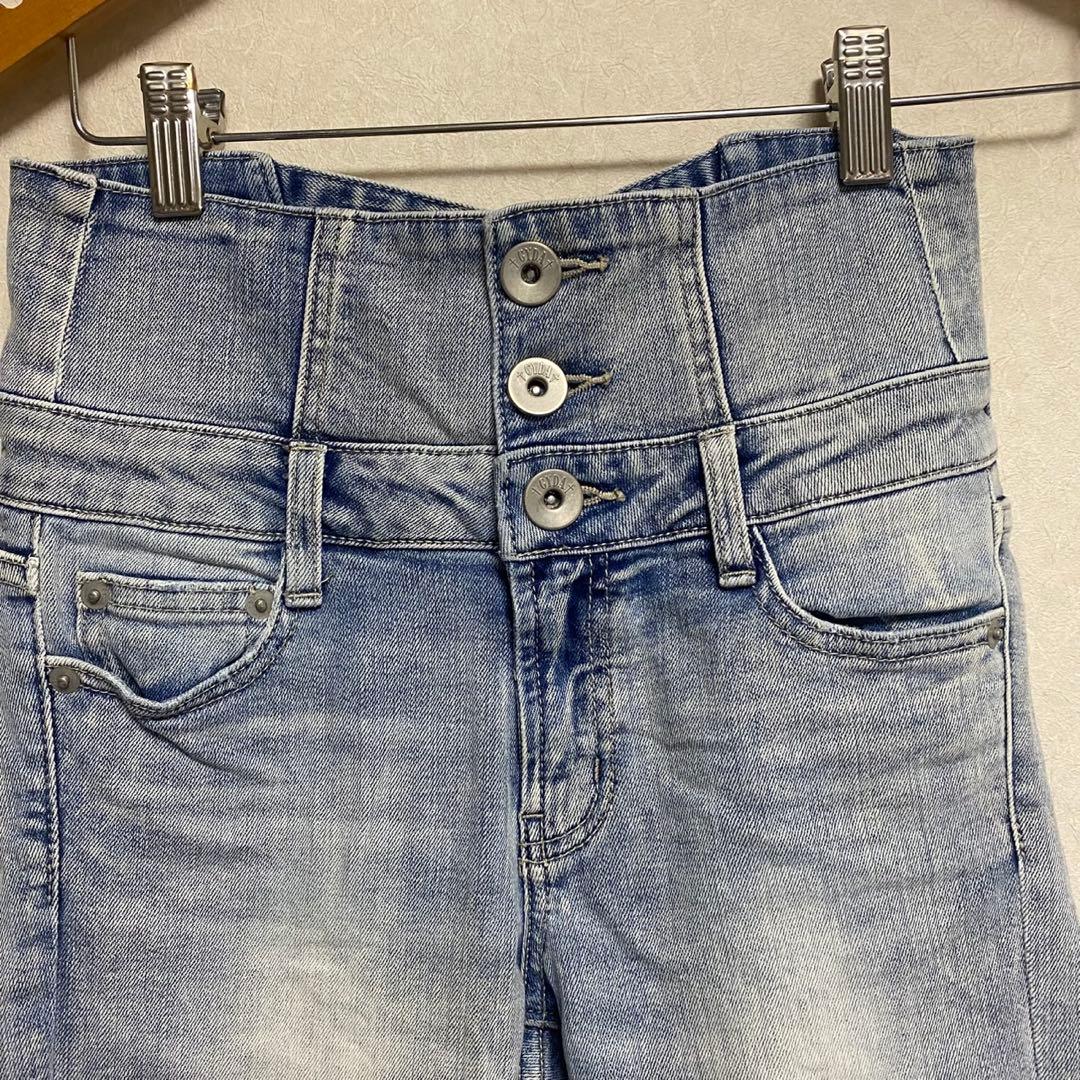 GYDA ハイウエストウエストクロススキニー デニム パンツ ウエストクロス