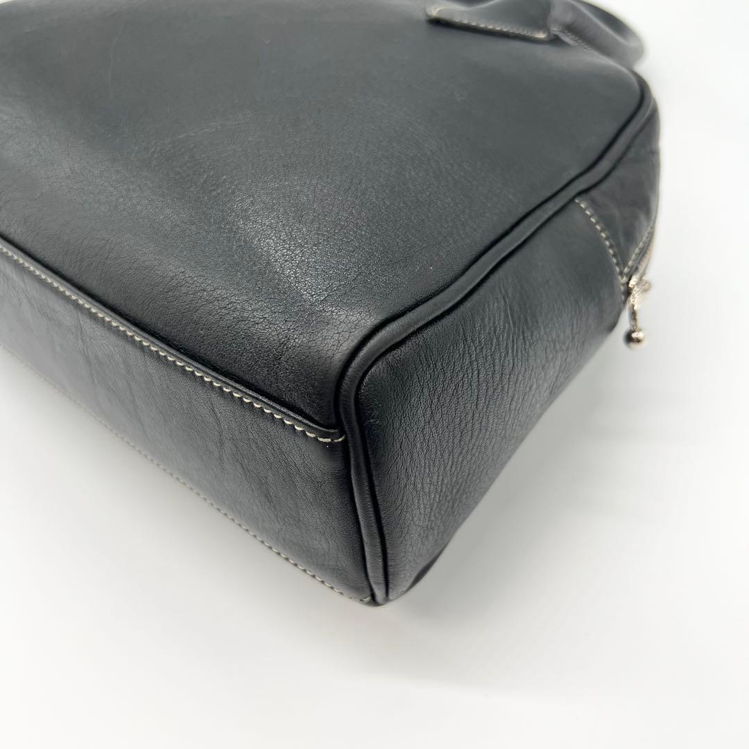 極美品✨アニエスベー　ミニボストンバッグ　シボ革　ブラック　ドーム型　肩掛け可