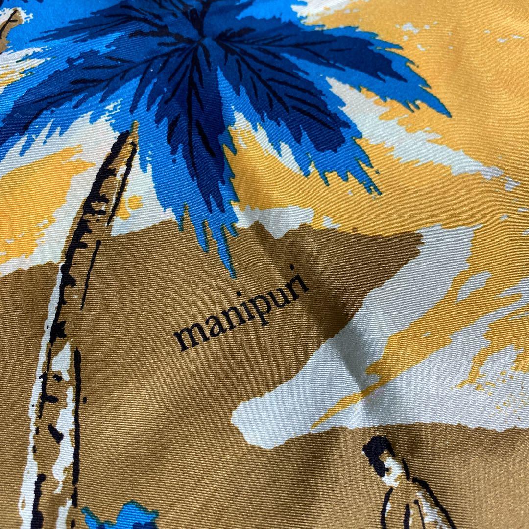 manipuri マニプリ　スカーフ　ショール　シルク100% 日本製　ヤシの木