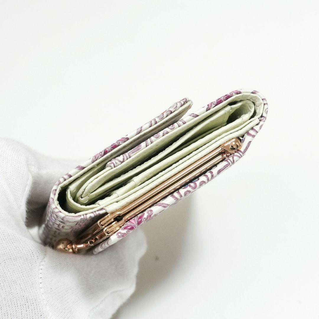【未使用新品】友禅文庫 がま口三つ折り財布 牛革 日本製 花柄