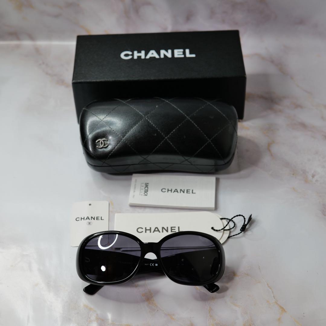 CHANEL オールドシャネル Y2K ロゴ カメリア サングラス ケース付き
