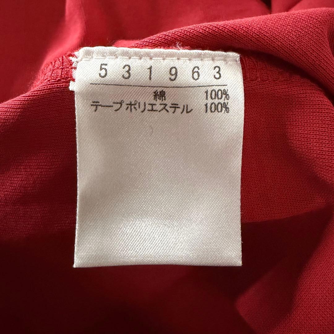 オレボレブラ 刺繍カーディガン 赤 日本製 チュニック丈 ぶたさんコットン