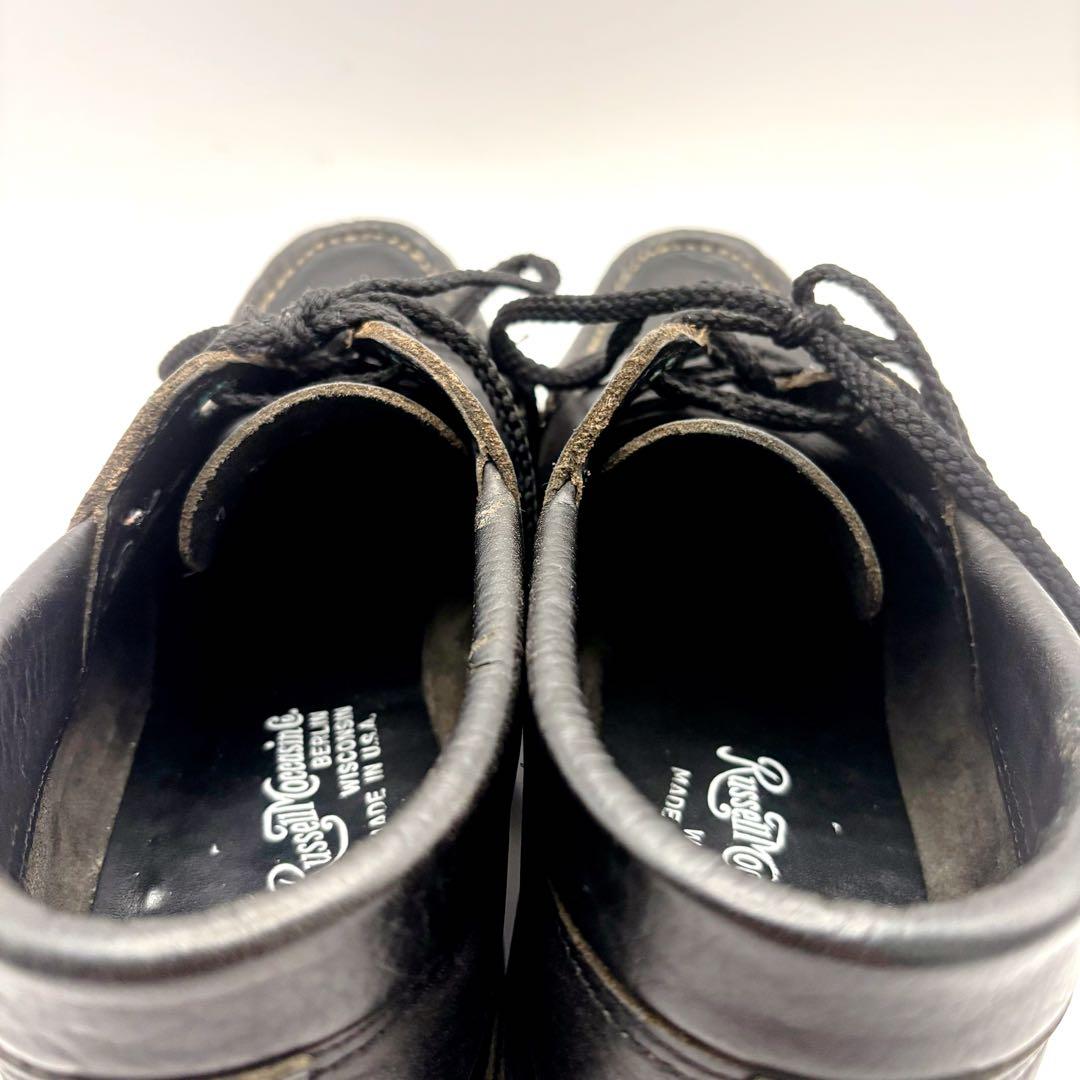 【美品】ラッセルモカシン 黒 レザー モカシン Vibram USA製 7D