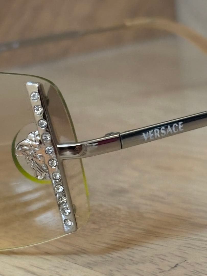 VERSACE ブラウングラデーションサングラス ラインストーン付