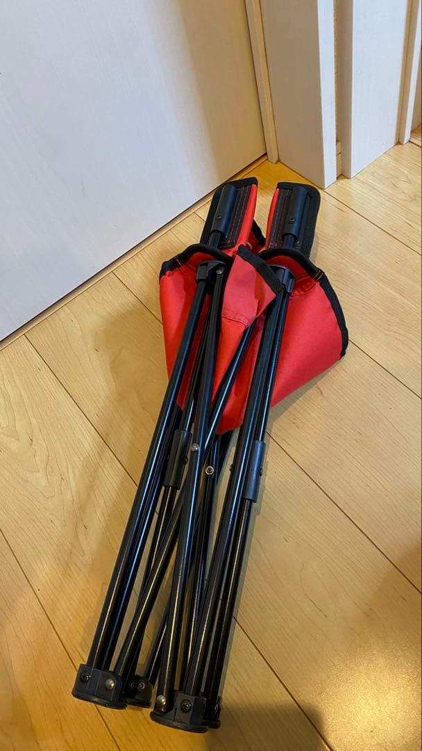 【美品】Colemanコンパクトクッションチェア レッド×ブラック4脚セット