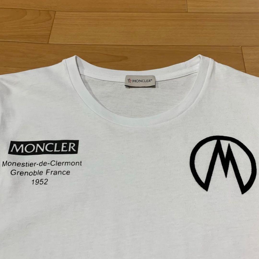 MONCLER ホワイト ロンT シリコンワッペン Mサイズ クリーニング済