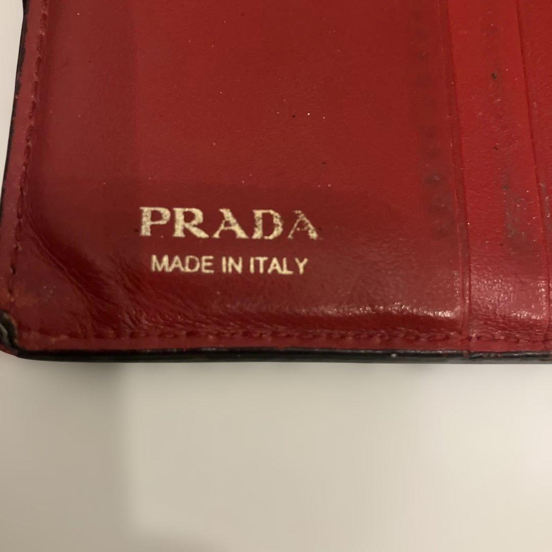 PRADA 二つ折り財布 黒　赤　バイカラー
