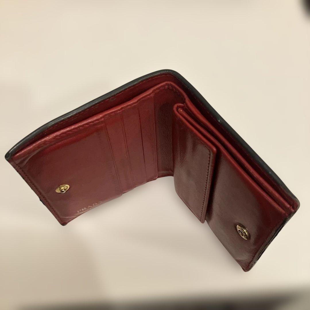 PRADA 二つ折り財布 黒　赤　バイカラー