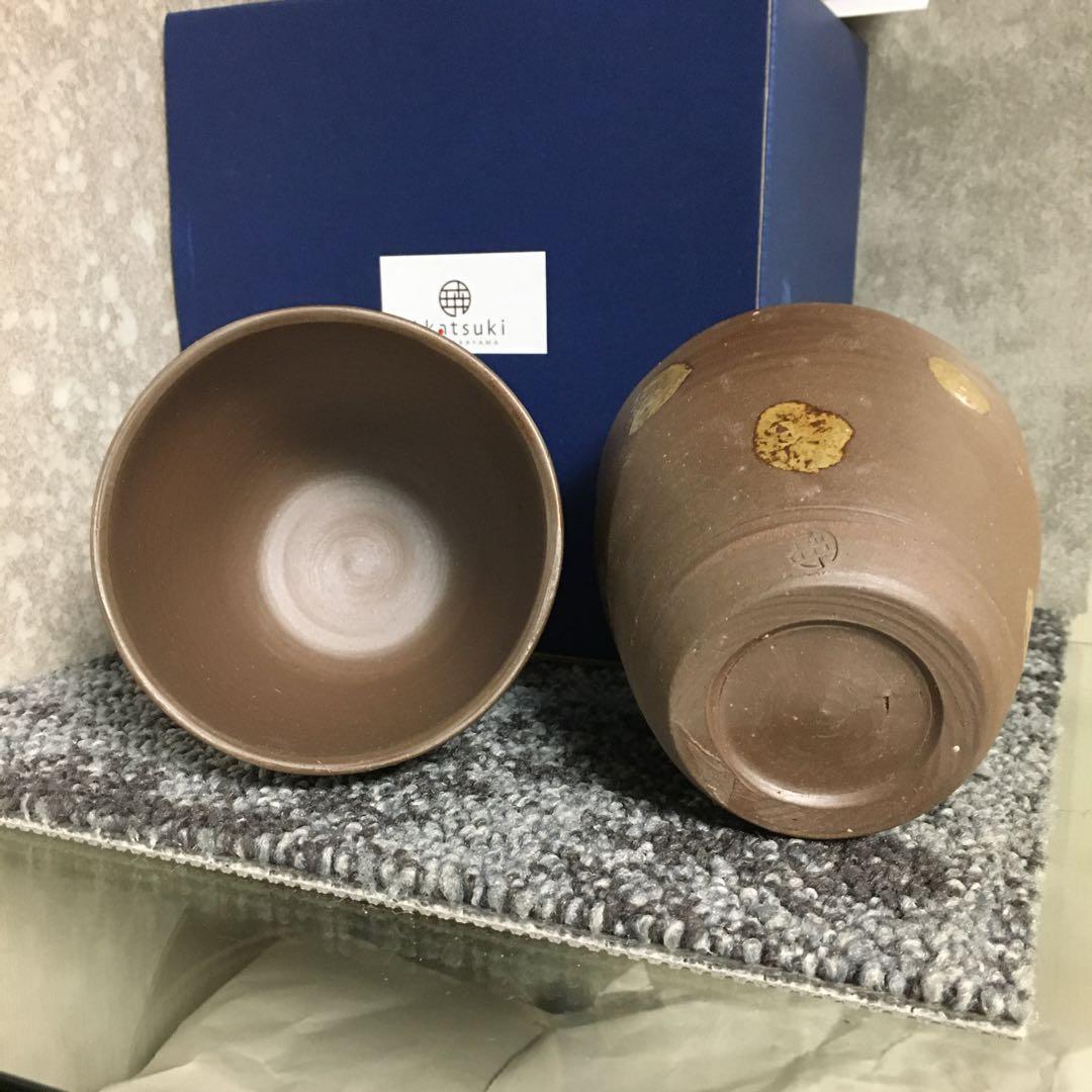 備前焼　Akatsuki　暁　藤原弘暁　ペア　ロック杯　タンブラー　水玉柄