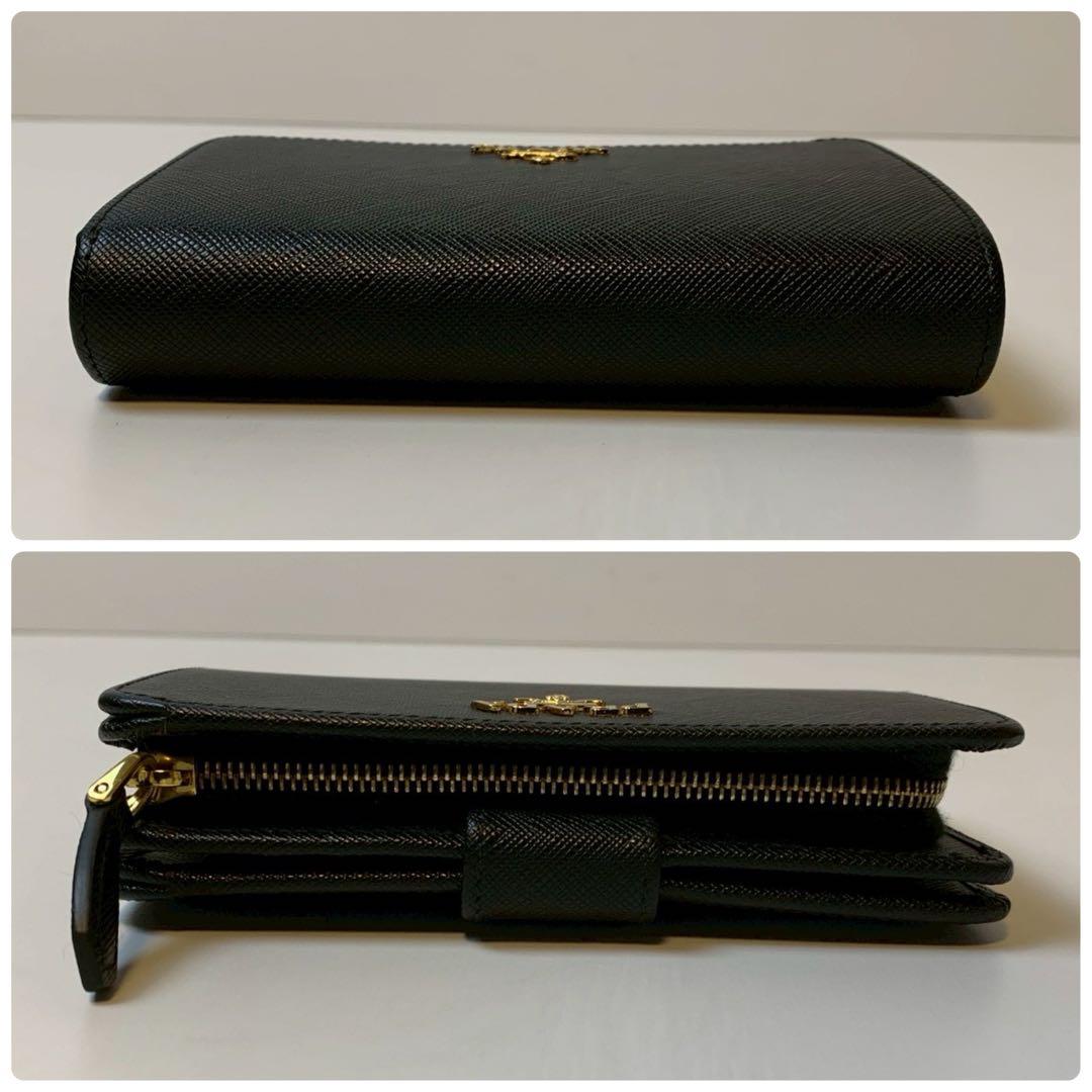 【未使用級】 PRADA プラダ 折り財布 二つ折り ブラック 黒色