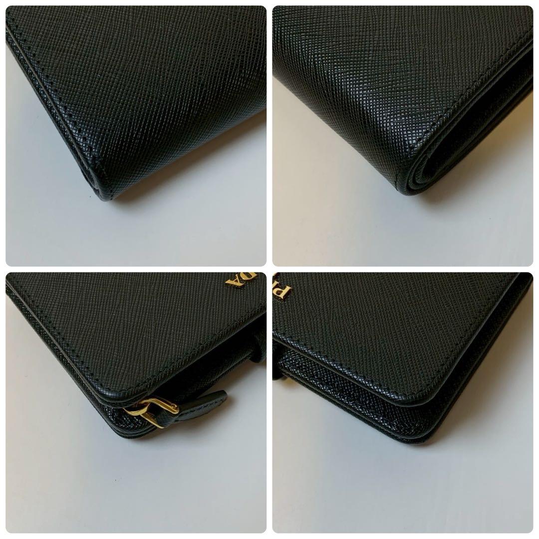 【未使用級】 PRADA プラダ 折り財布 二つ折り ブラック 黒色