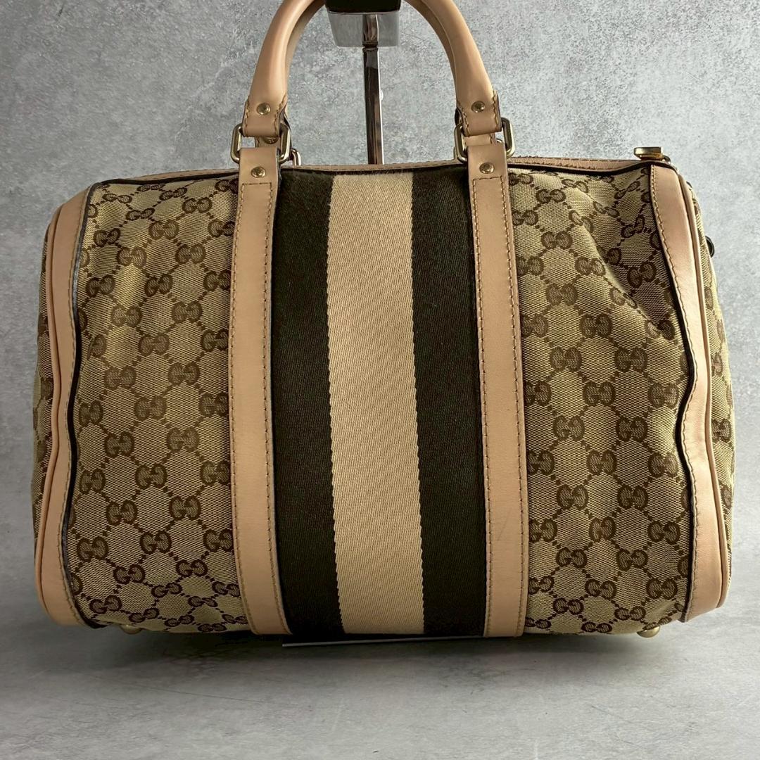 GUCCI ボストンバッグ　GGキャンバス　シェリーライン　2way