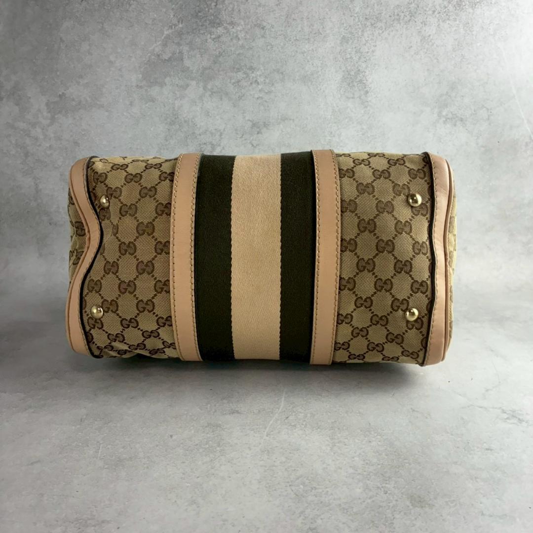 GUCCI ボストンバッグ　GGキャンバス　シェリーライン　2way