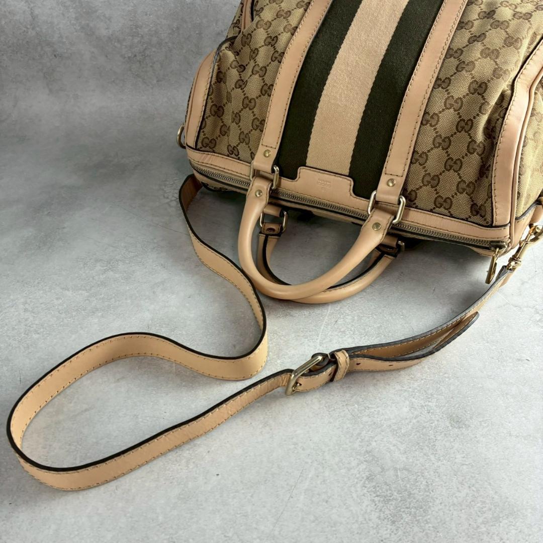 GUCCI ボストンバッグ　GGキャンバス　シェリーライン　2way