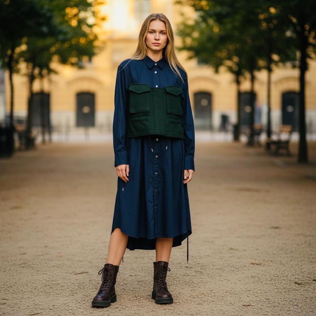 サカイ Sacai シャツ ワンピース ドレス サイズM 04729 美品 F