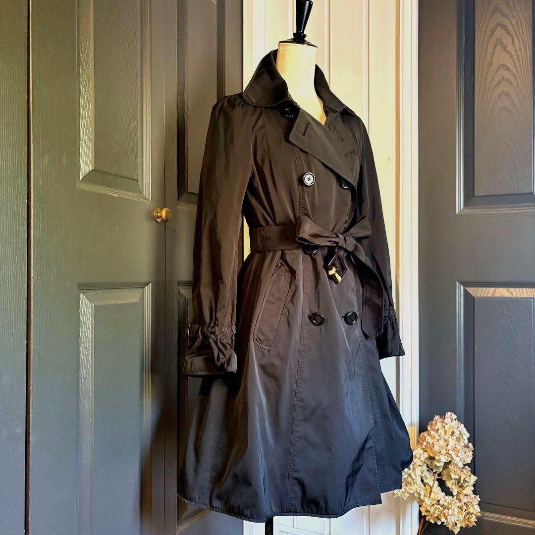 NO.7-158 EPOCA/Aライントレンチコート　ブラック×ストライプ40