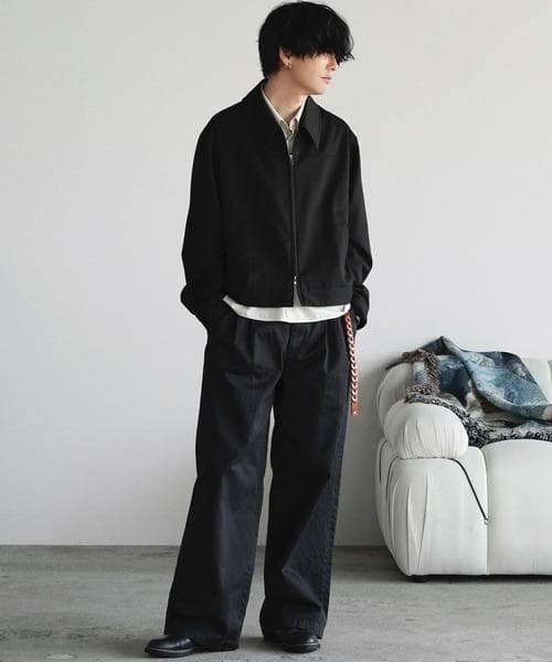 TECH WOOL GABARDINE ZIP BLOUSON ブラック XS
