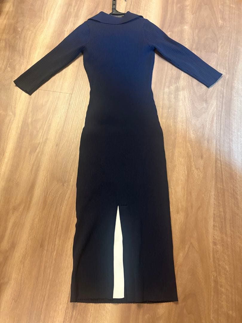 【極美品】JENNE 襟付き タイトリブニットワンピース