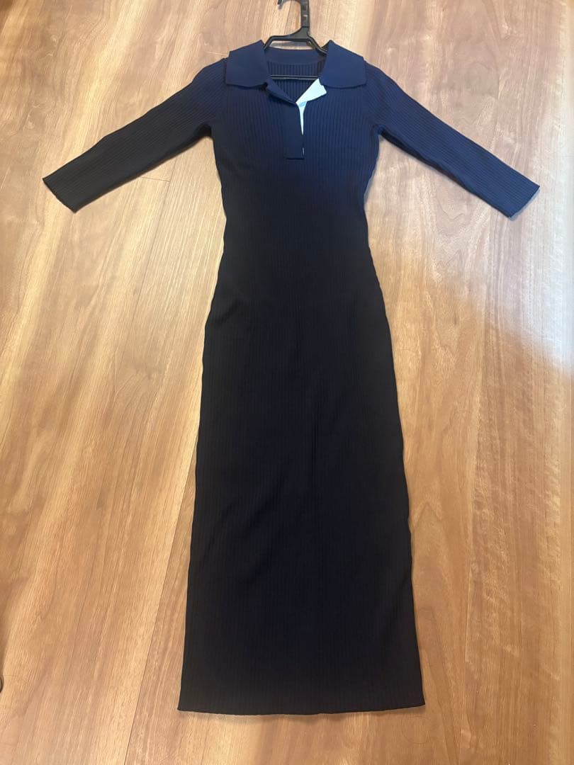 【極美品】JENNE 襟付き タイトリブニットワンピース