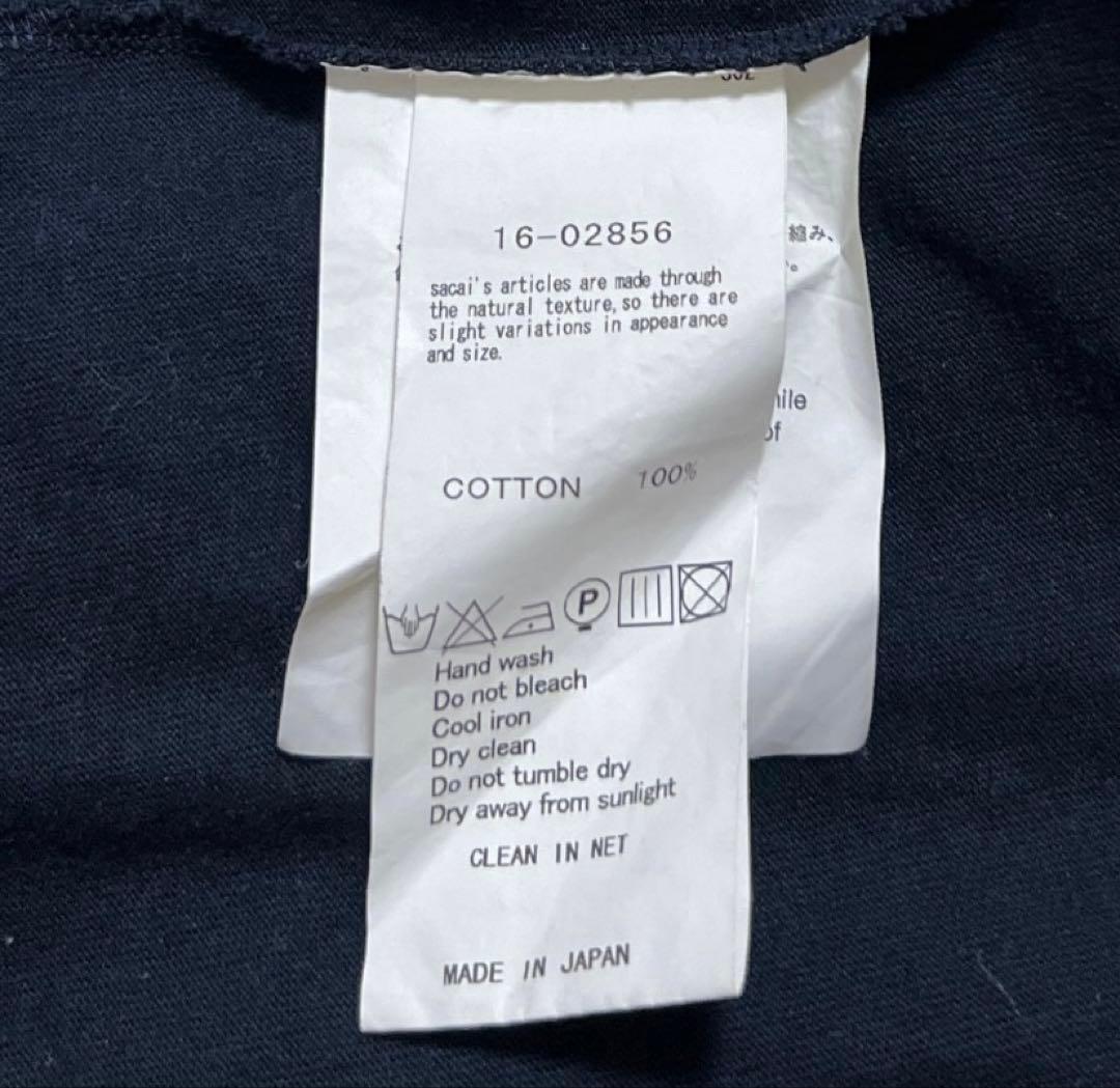 sacai　ワンピース　ドッキング　レイヤード　ベルト　コットン　ネイビー　M