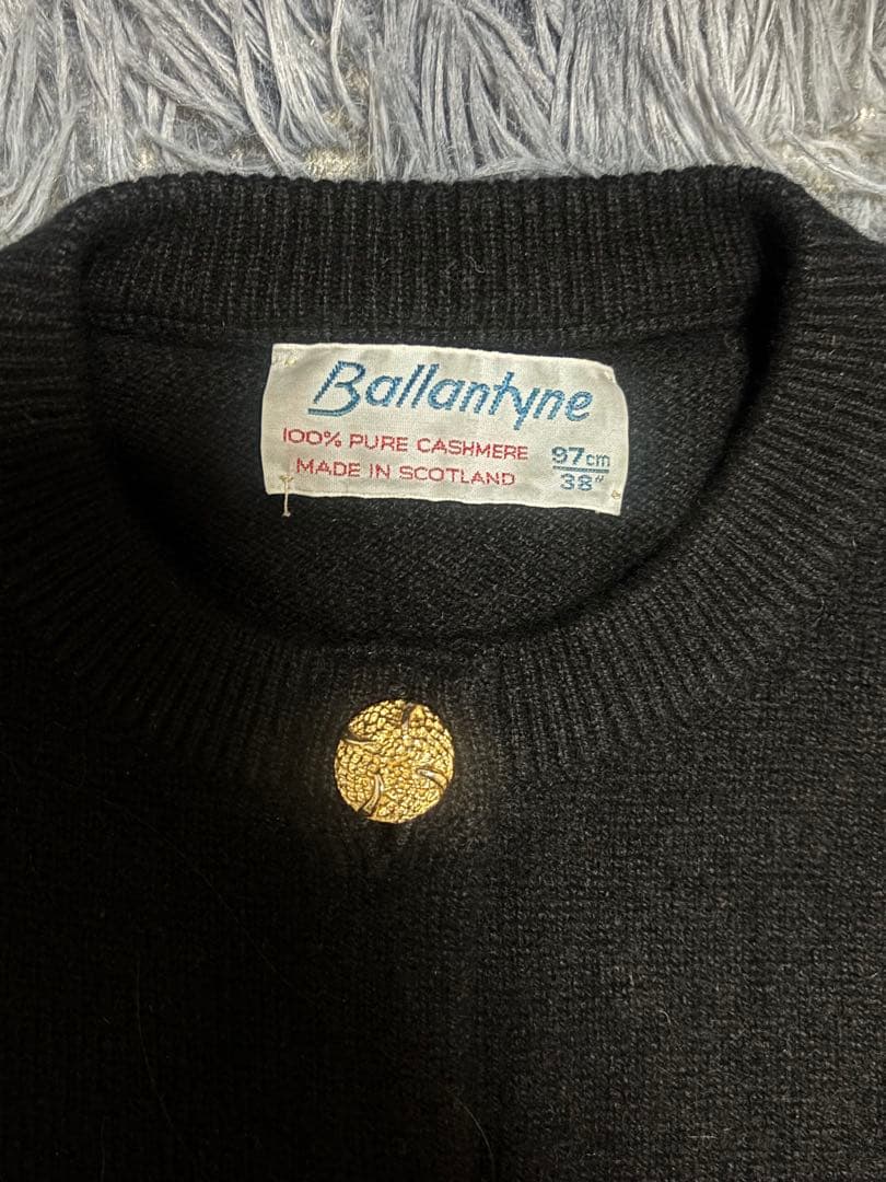 Ballantyne ブラック 最高級カシミヤ カーディガン 38