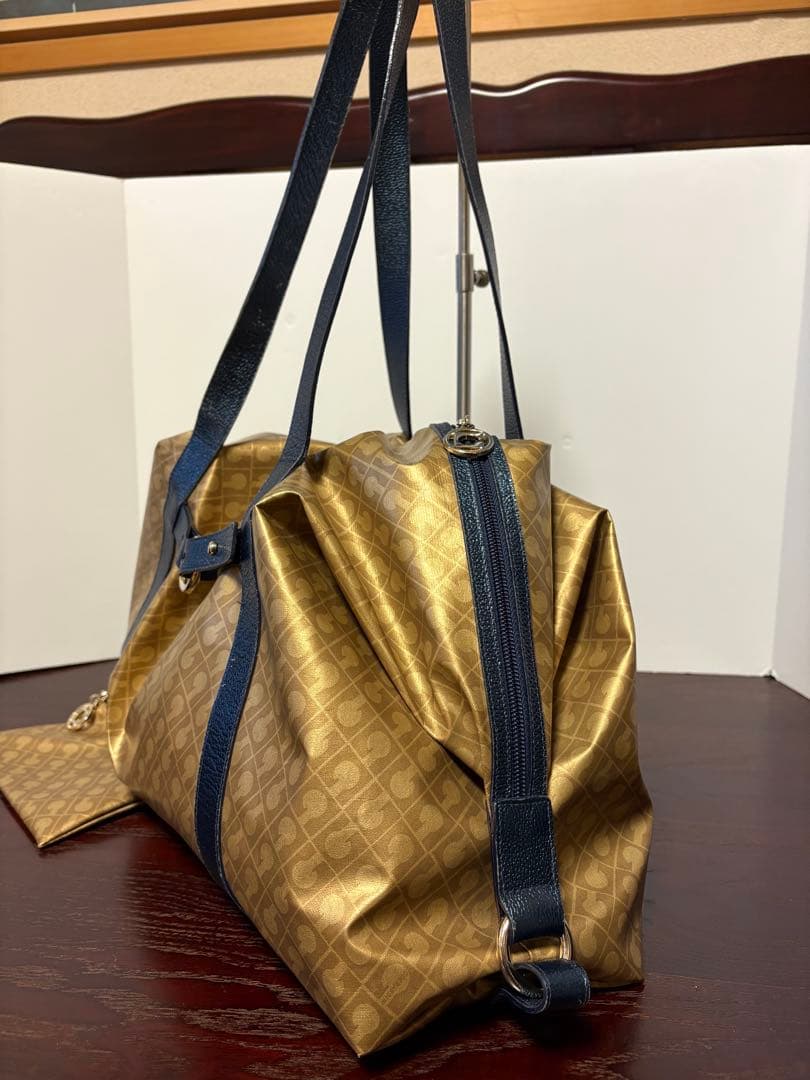 ゲラルディーニ GHERARDINI ボストンバッグ ゴールド系×グリーン　美品