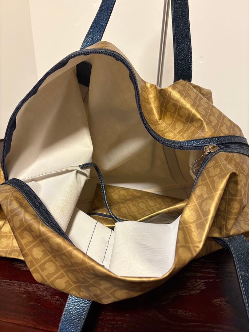 ゲラルディーニ GHERARDINI ボストンバッグ ゴールド系×グリーン　美品