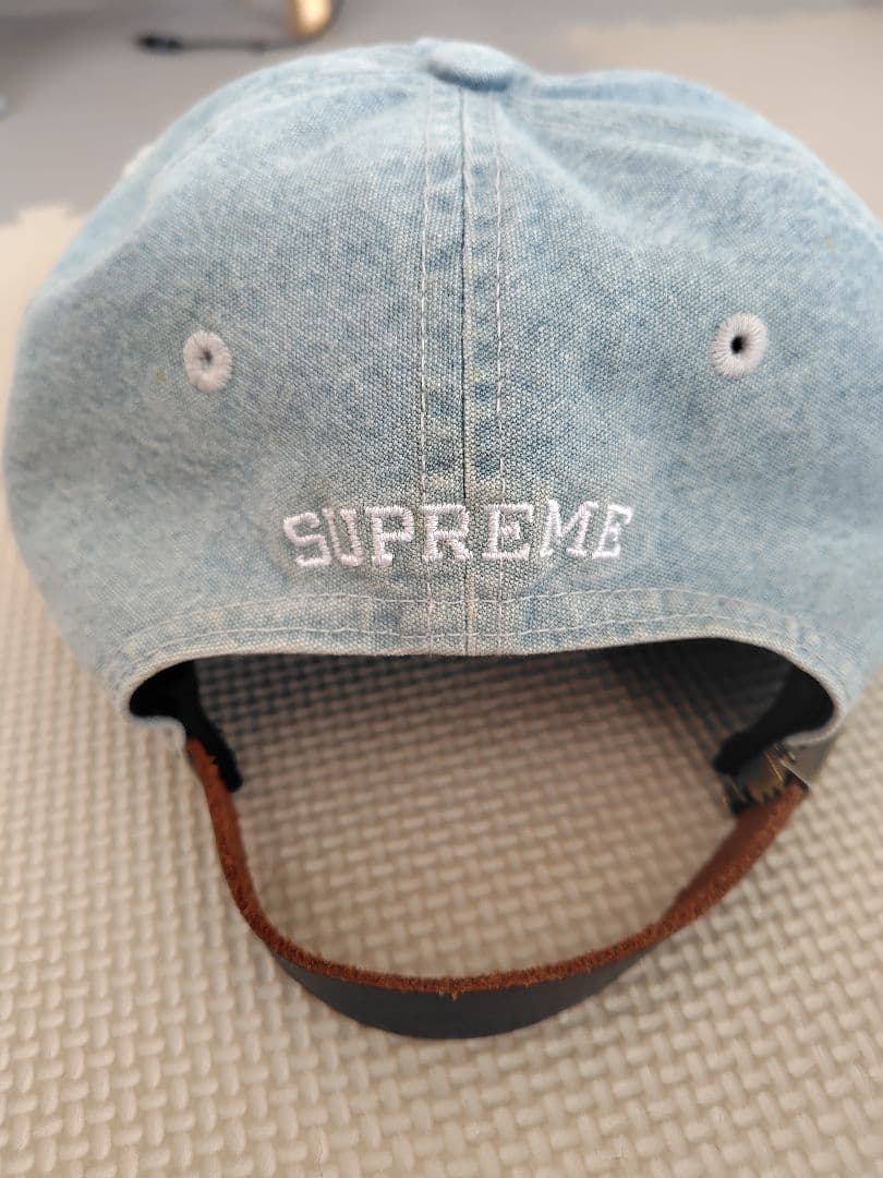 Supreme Sロゴ キャップ ブルー デニム 使用感有 フェード