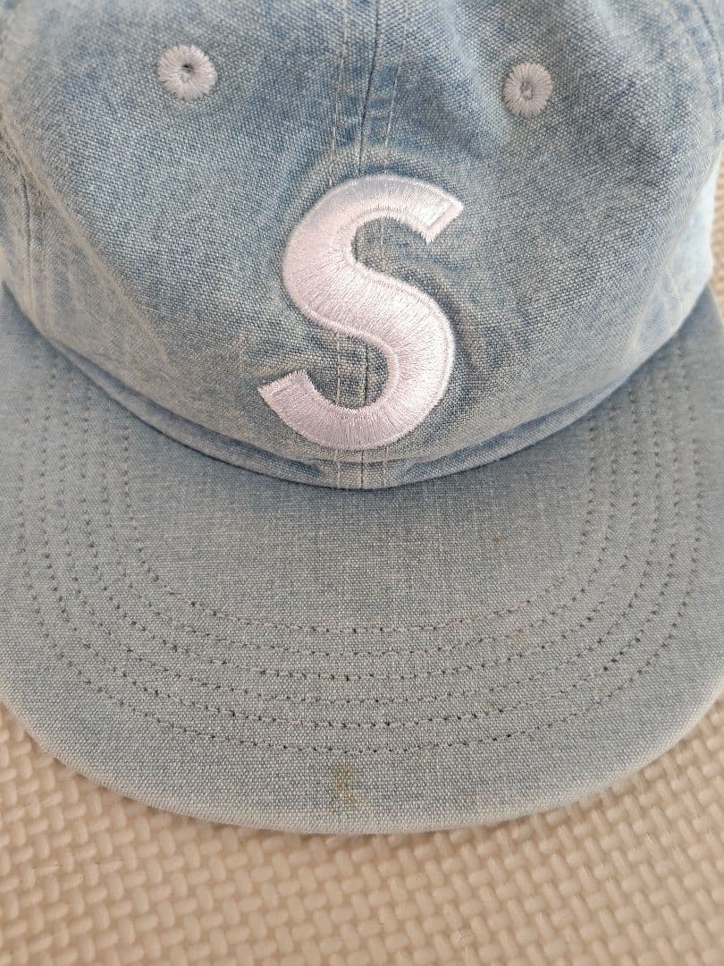 Supreme Sロゴ キャップ ブルー デニム 使用感有 フェード