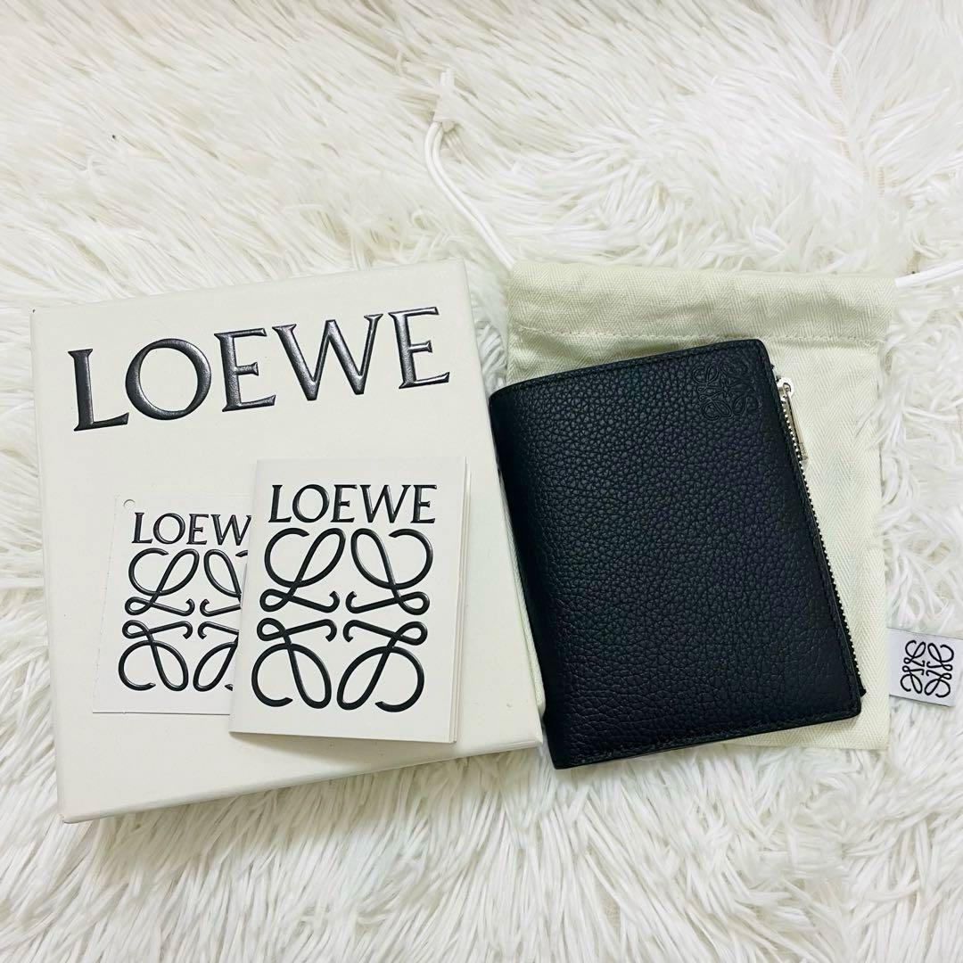 未使用級✨付属完備✨LOEWE 二つ折り財布 アナグラム レザー ブラック
