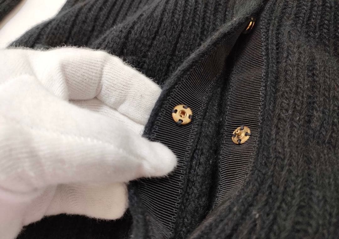MONCLER ブラック リブ編み カーディガン XS