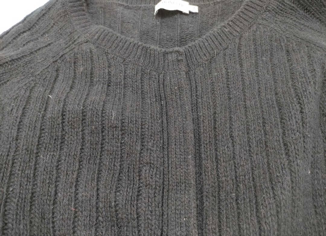 MONCLER ブラック リブ編み カーディガン XS