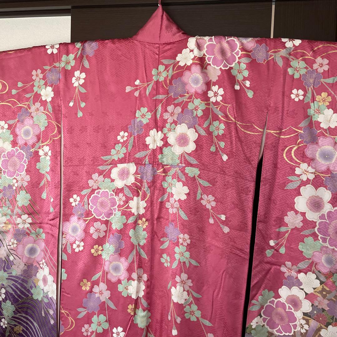 振袖　ピンク　枝垂れ桜　正絹　振袖単品