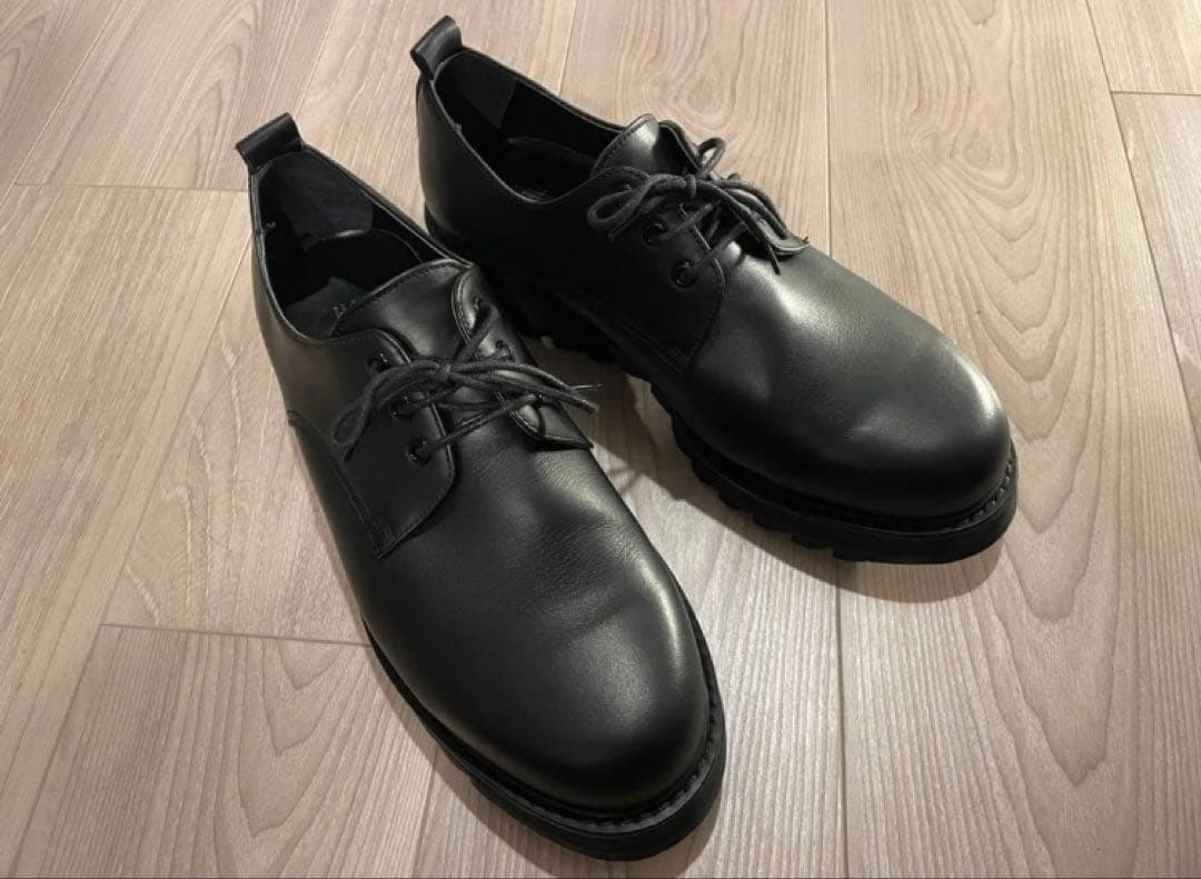 HARE ブラック レザー シャークソールシューズ