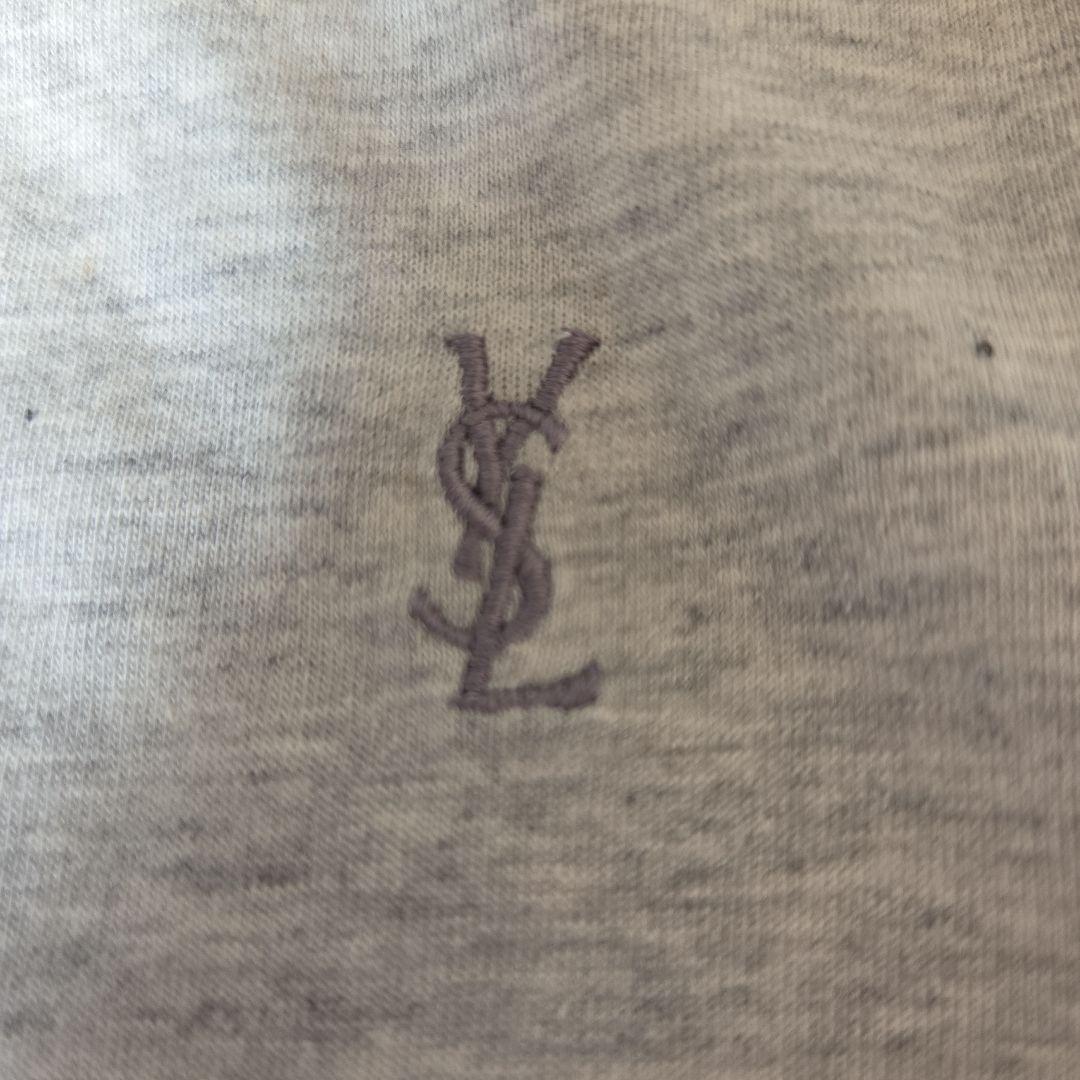 新品　イヴサンローラン ワンポイント 刺繍 ロゴTシャツ グレー L