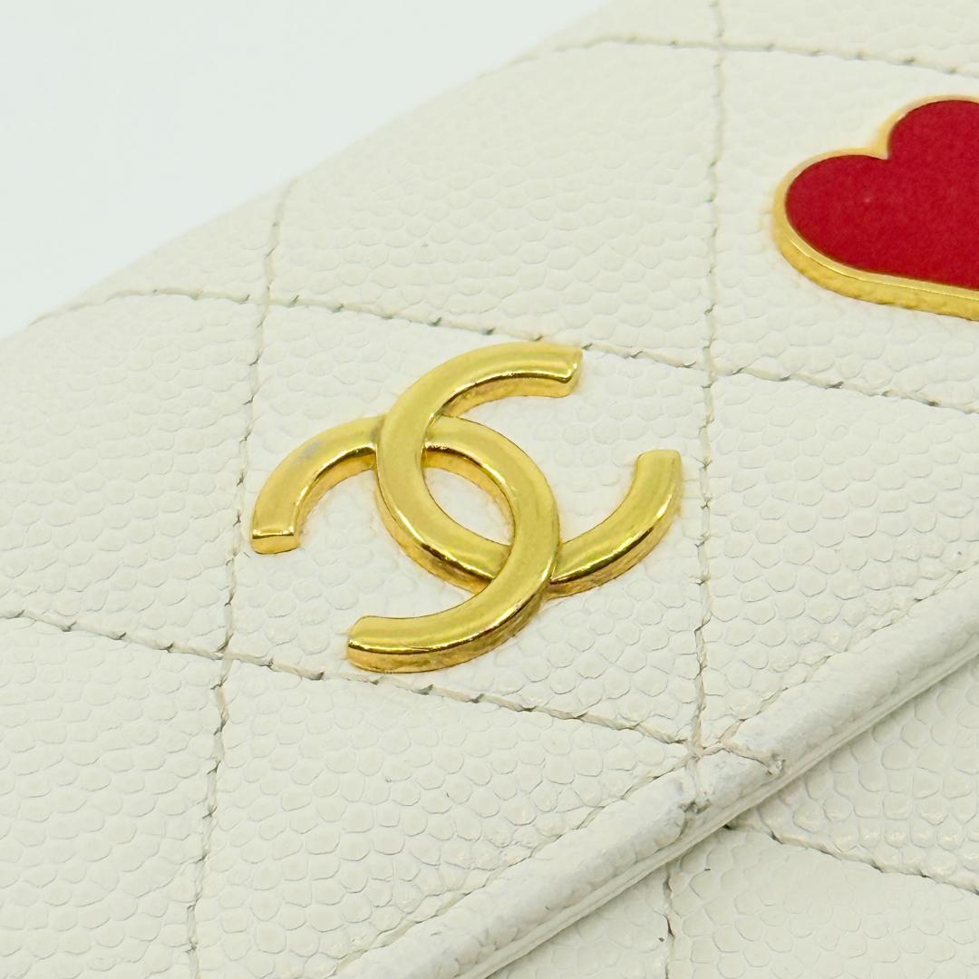 美品 CHANEL シャネル マトラッセ 三つ折り財布 キャビアスキン