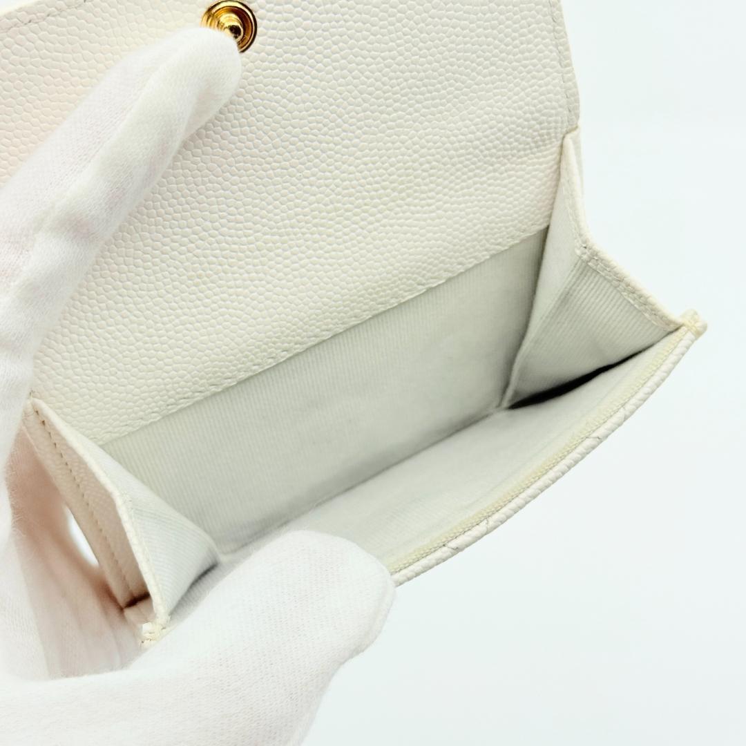 美品 CHANEL シャネル マトラッセ 三つ折り財布 キャビアスキン