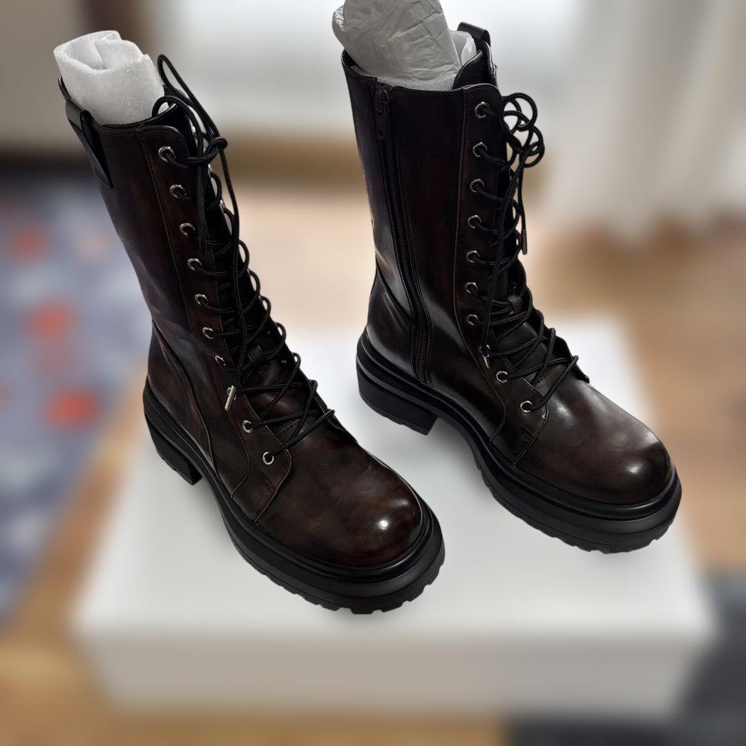 Ameri LACE UP TANK SOLE BOOTS ブラウン　Lサイズ