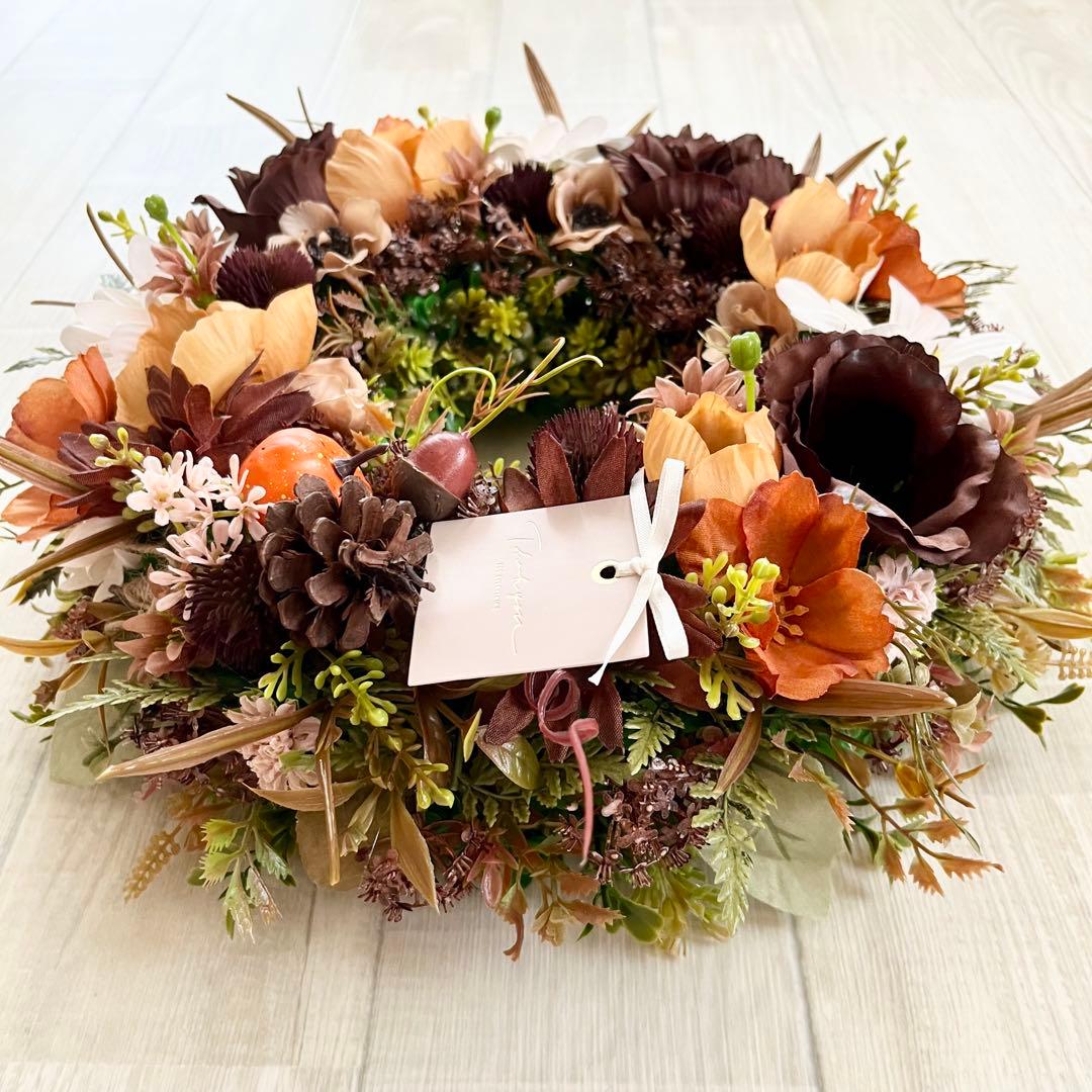 秋リース 紅葉 リース ブラウン 大きめ 豪華 ナチュラルリース